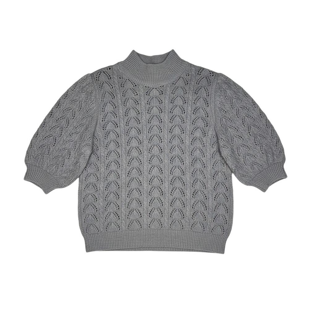Elie Tahari Wool Puff Sleeve Sweater Shirt Size M
